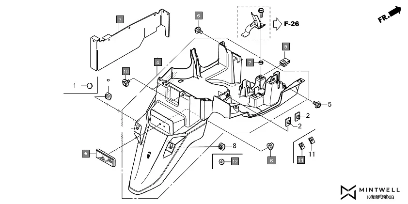 F-39 REAR FENDER assembly diagram for HONDA Activa125 SCV125N