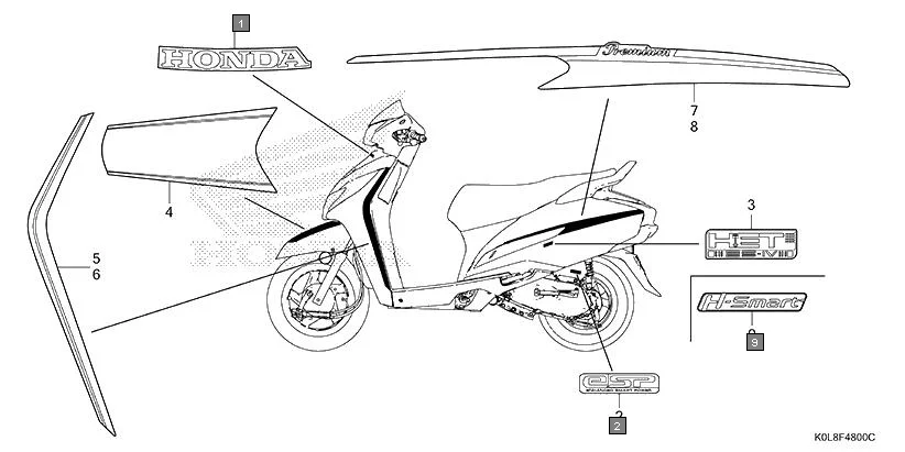 F-48 MARK assembly diagram for HONDA Activa125 SCV125N