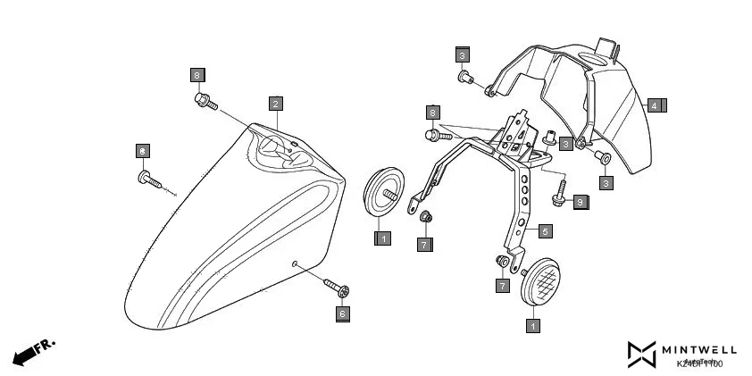 F-11 FRONT FENDER assembly diagram for HONDA Activa125 SCV125K