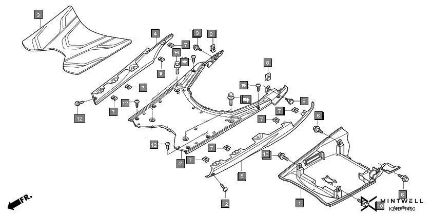 F-14 UNDER COVER/FLOOR STEP assembly diagram for HONDA Activa125 SCV125K
