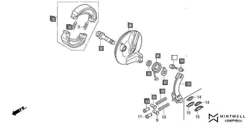 F-19 FRONT BRAKE PANEL assembly diagram for HONDA Activa125 SCV125K