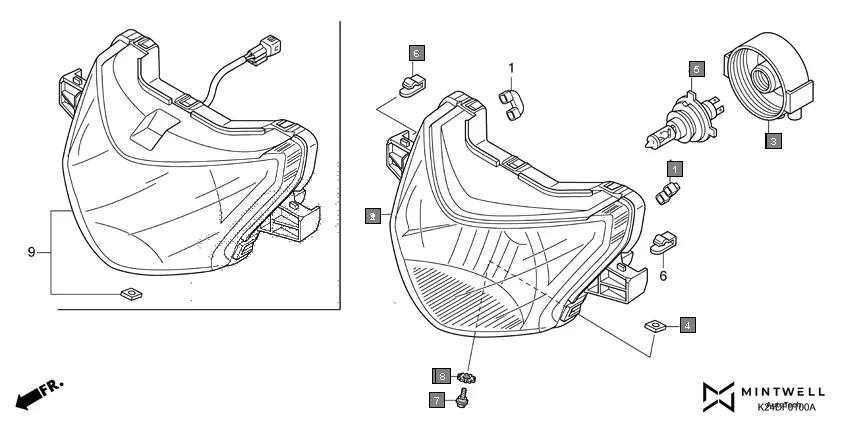 F-1 HEADLIGHT assembly diagram for HONDA Activa125 SCV125K