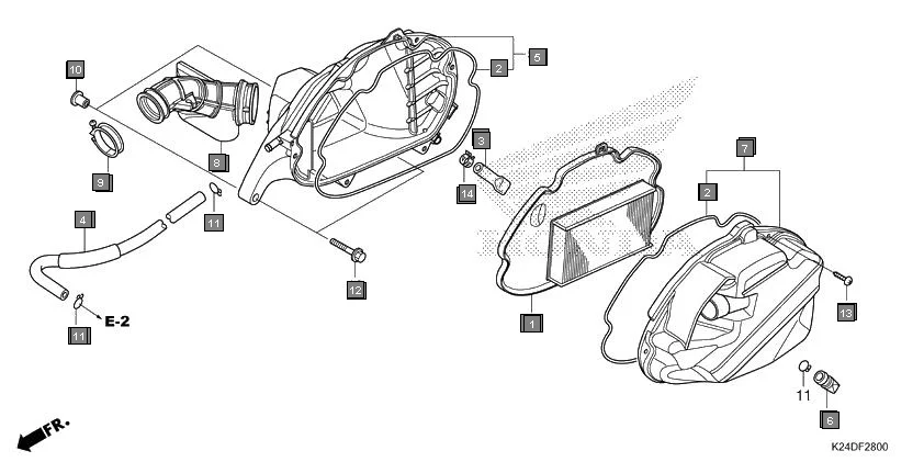 F-28 AIR CLEANER assembly diagram for HONDA Activa125 SCV125K