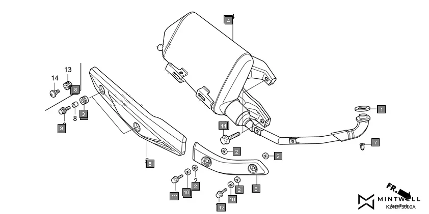 F-30 EXHAUST MUFFLER assembly diagram for HONDA Activa125 SCV125K