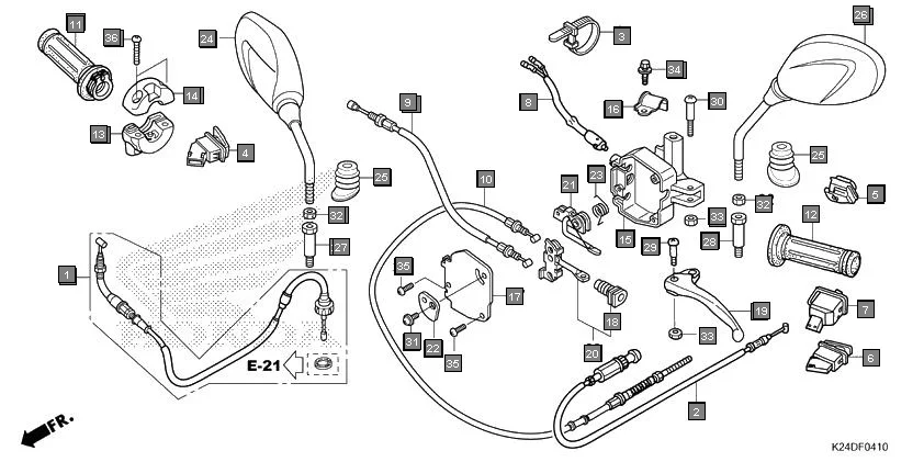 F-4-10 HANDLE LEVER/SWITCH/CABLE(SCV125-2ID) diagram showing 53176-GBL-870