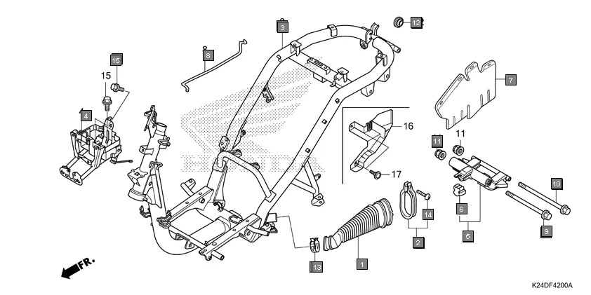 F-42 FRAME BODY diagram showing 50100-K24-P20ZZ