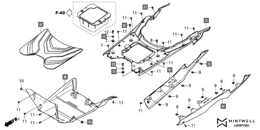 F-14 FLOOR STEP/UNDER COVER assembly diagram for HONDA Activa125 SCV125L