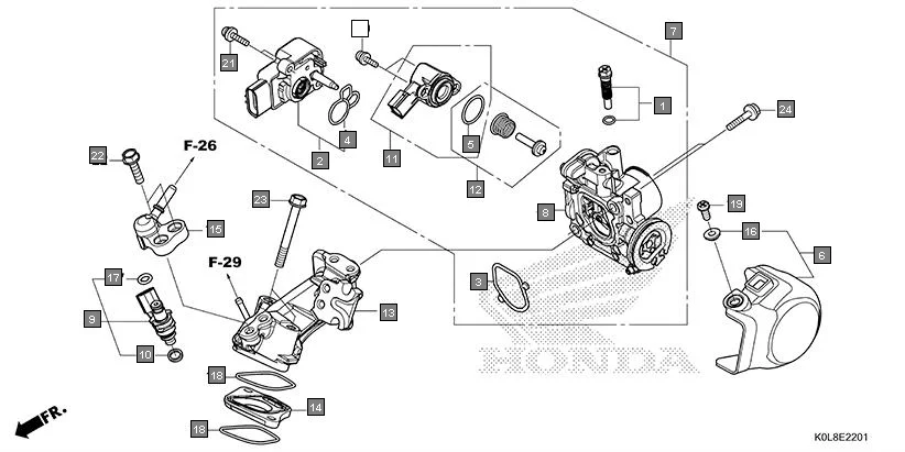 E-22-1 THROTTLE BODY(SCV125N,S/SCV125FP)
