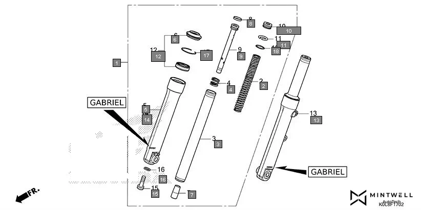 F-17-2 FRONT FORK(GABRIEL) assembly diagram for HONDA Activa125 SCV125T