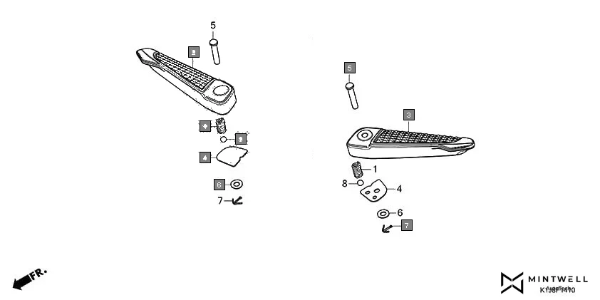 F-14-10 PILLION STEP assembly diagram for HONDA GRAZIA SCV125SL