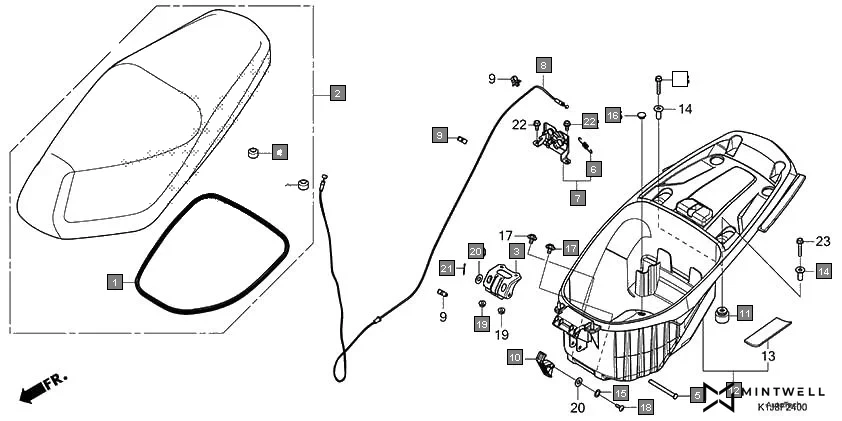 F-24 SEAT/LUGGAGE BOX assembly diagram for HONDA GRAZIA SCV125SL