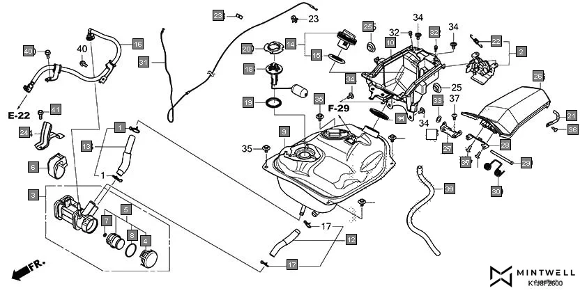 F-26 FUEL TANK/FUEL PUMP diagram showing 83801-K1J-D00ZA