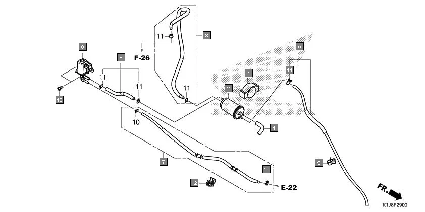 F-29 CANISTER assembly diagram for HONDA GRAZIA SCV125SN