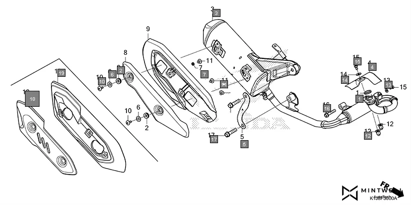 F-30 EXHAUST MUFFLER assembly diagram for HONDA GRAZIA SCV125SL