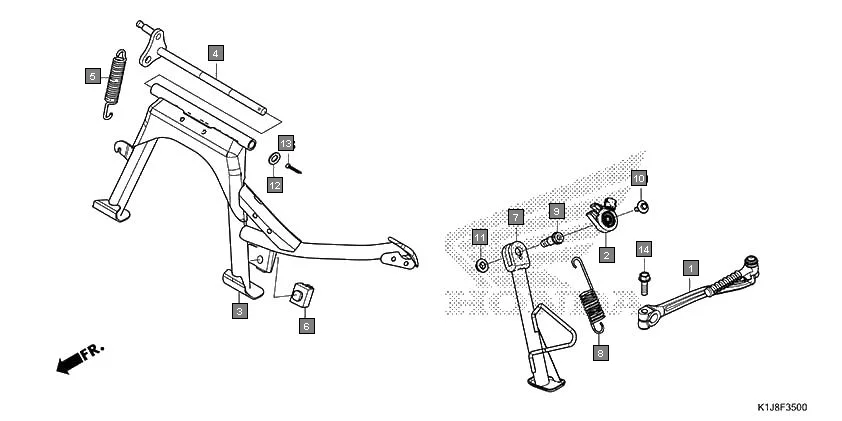F-35 KICK STARTER/STAND diagram showing 50505-GR1-000