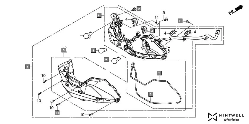 F-38-10 REAR COMBINATION LIGHT assembly diagram for HONDA GRAZIA SCV125SL