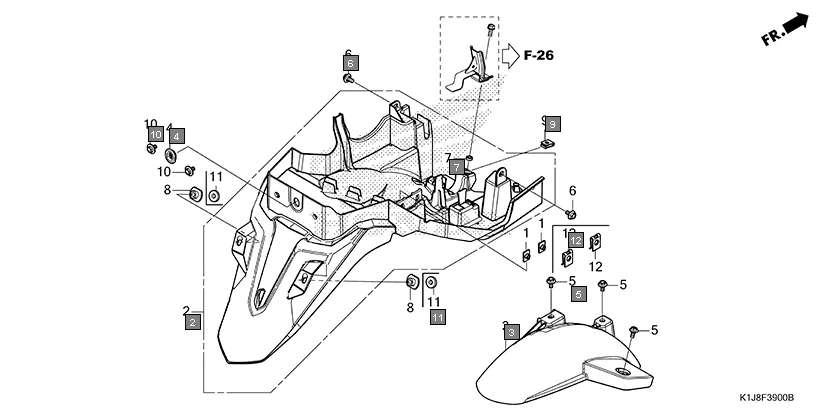 F-39 REAR FENDER assembly diagram for HONDA GRAZIA SCV125SL