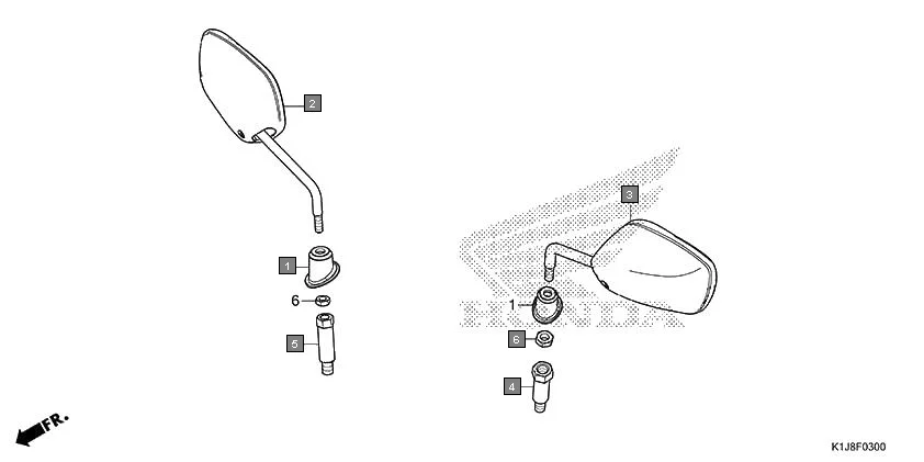 F-3 MIRROR assembly diagram for HONDA GRAZIA SCV125SL