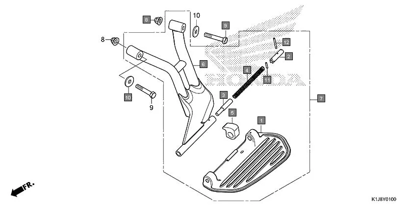FOP-1 SARI STEP assembly diagram for HONDA Dio 125 SCV125SR