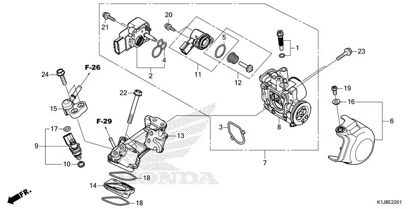 E-22-1 THROTTLE BODY(SCV125SR,T/SBR,T)