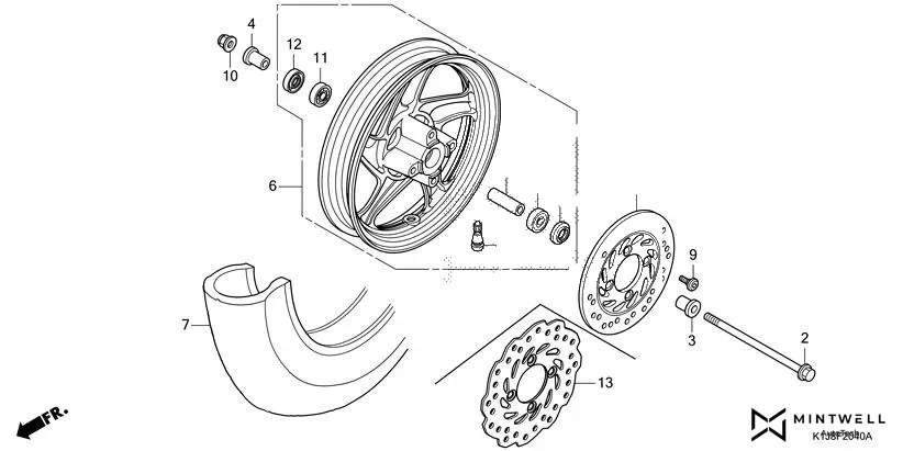 F-20-40 FRONT WHEEL(2) diagram showing 44620-KVT-910