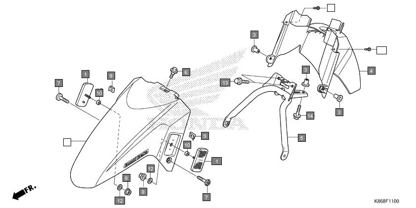 F-11 FRONT FENDER assembly diagram for HONDA GRAZIA SCV125SK