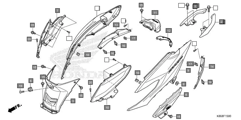 F-15 BODY COVER diagram showing 93600-05016-0G
