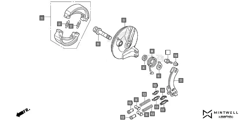 F-19 FRONT BRAKE PANEL assembly diagram for HONDA GRAZIA SCV125SJ