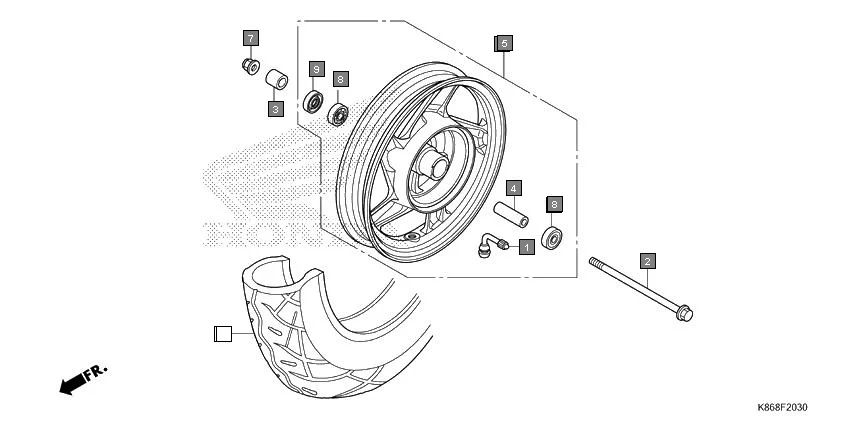 F-20-30 FRONT WHEEL(SCV125S-3ID) diagram showing 44650-K86-D20ZA
