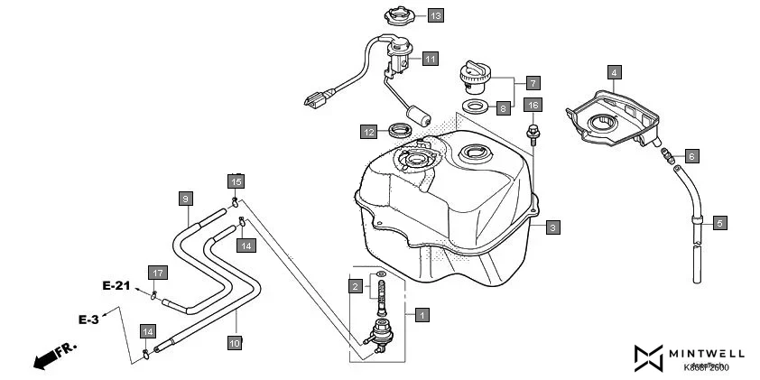 F-26 FUEL TANK assembly diagram for HONDA GRAZIA SCV125SK