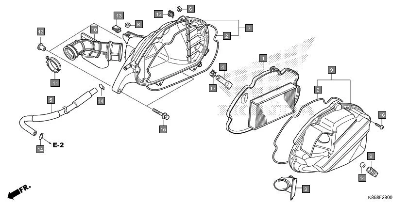 F-28 AIR CLEANER diagram showing 95002-41200-08