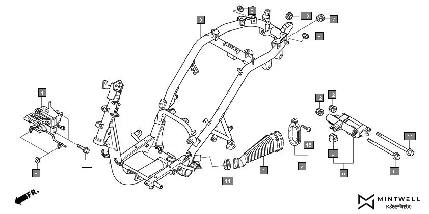F-42 FRAME BODY diagram showing 50350-K24-G00