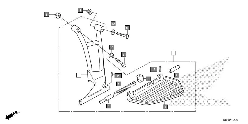 FOP-2 SARI STEP SET assembly diagram for HONDA GRAZIA SCV125SJ