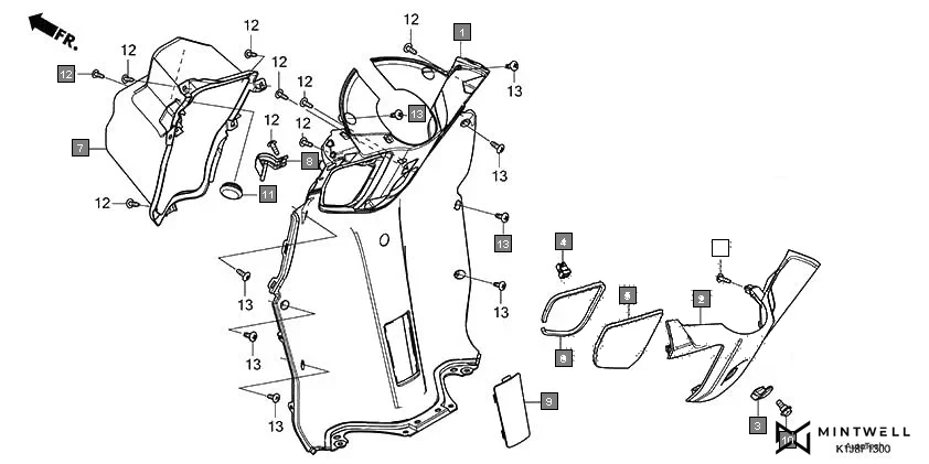 F-13 INNER COVER assembly diagram for HONDA GRAZIA SCV125SL