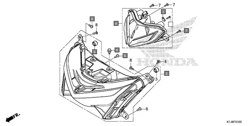 F-1 HEADLIGHT assembly diagram for HONDA GRAZIA SCV125SN