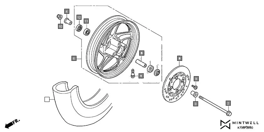 F-20-40 FRONT WHEEL(SCV125S-2ID) assembly diagram for HONDA GRAZIA SCV125SL