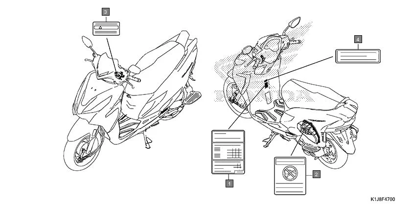 F-47 CAUTION LABEL assembly diagram for HONDA GRAZIA SCV125SN