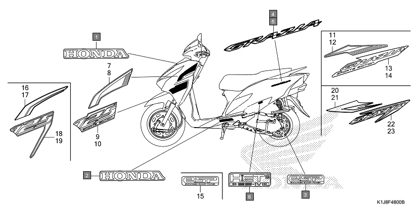 F-48 MARK/EMBLEM diagram showing 86103-K1J-D00ZE