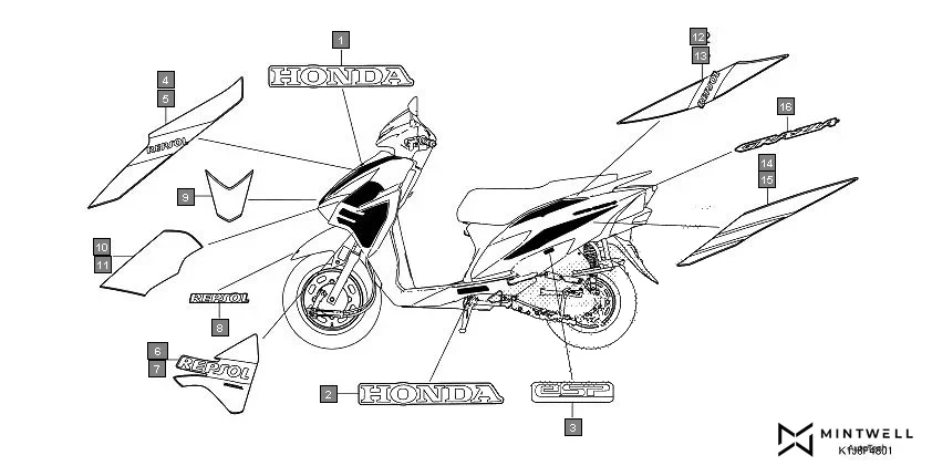 F-48-1 MARK/STRIPE(2) assembly diagram for HONDA GRAZIA SCV125SN