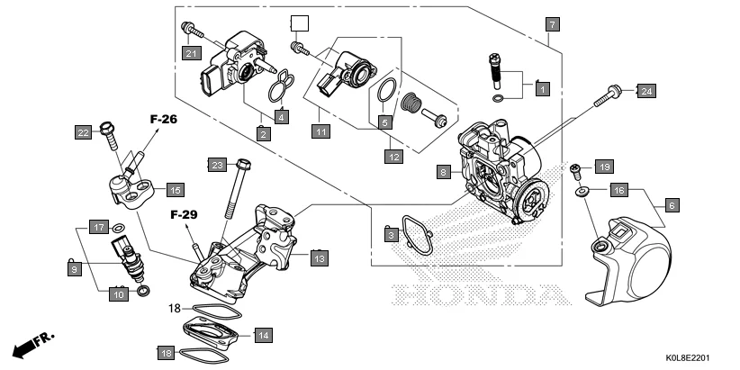 E-22-1 THROTTLE BODY(SCV125N,S,T/SCV125FP)