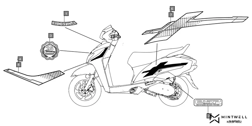 F-48-2 MARK(SCV125T) assembly diagram for HONDA Activa125 SCV125T