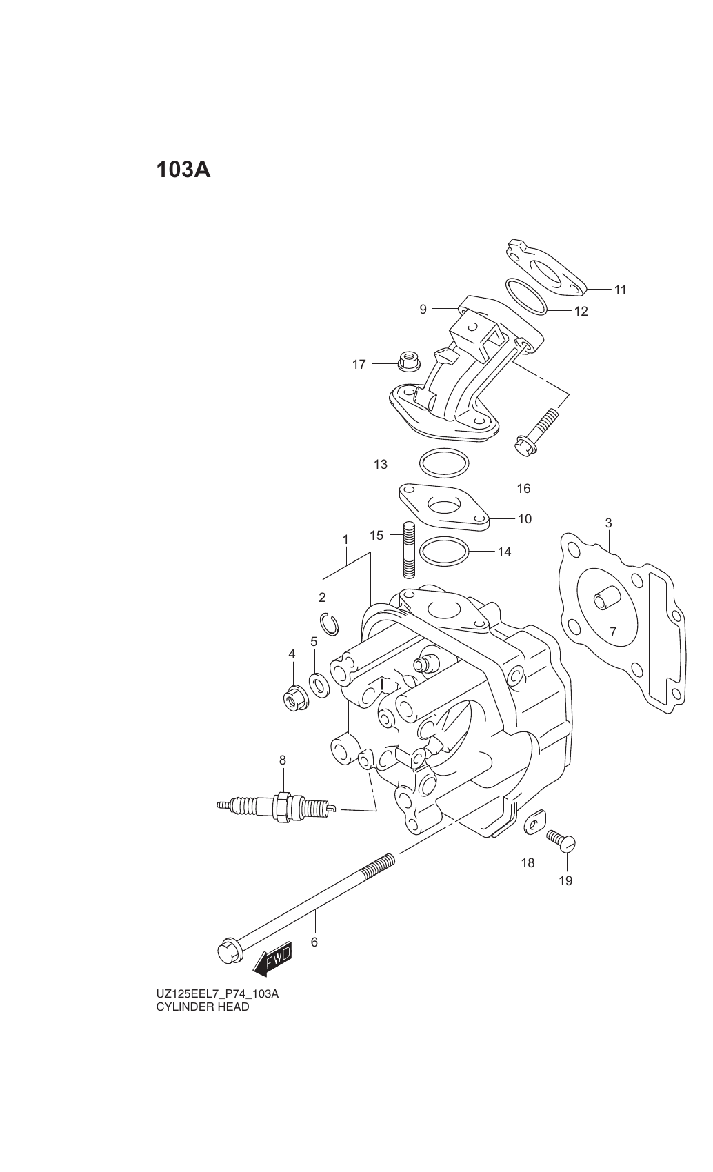 103A CYLINDER HEAD (UZ125EEL7 P74)