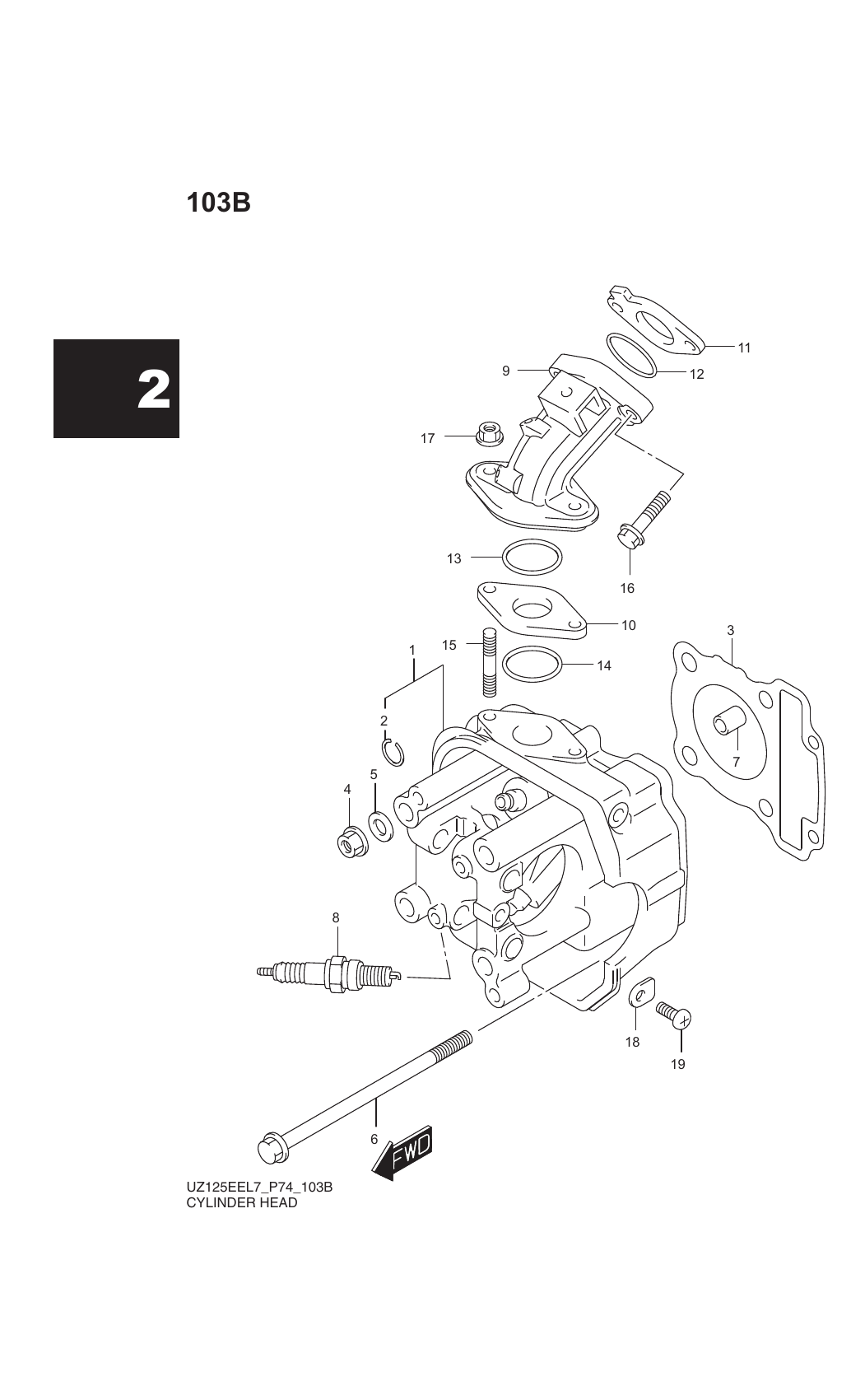 103B CYLINDER HEAD (UZ125EXL7 P74)