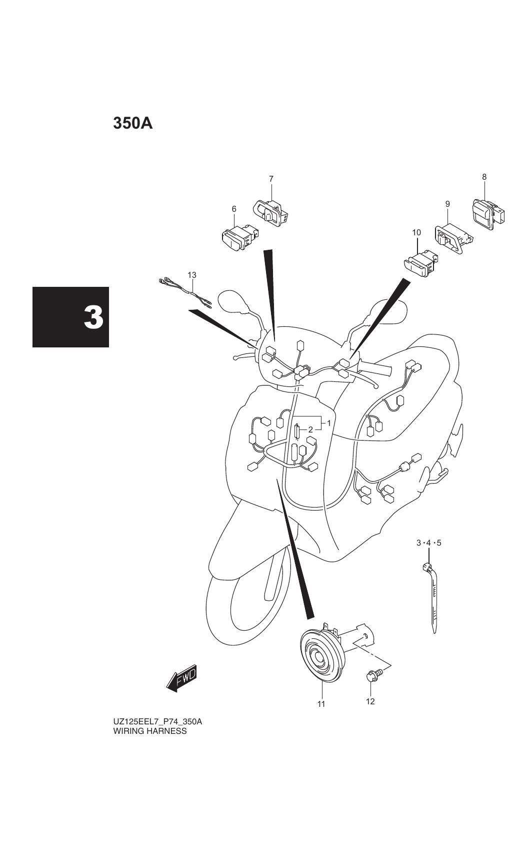 350A WIRING HARNESS (UZ125EEL7 P74)