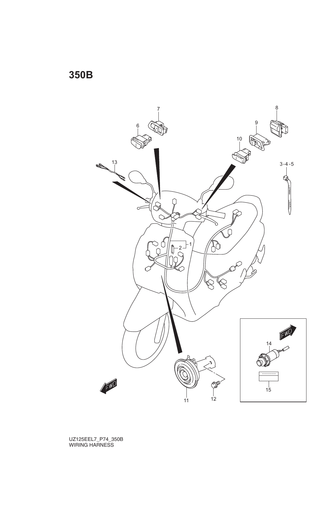 350B WIRING HARNESS (UZ125EXL7 P74)