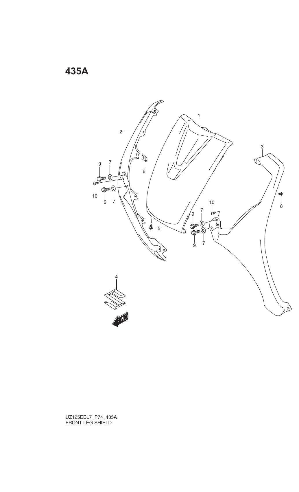 435A FRONT LEG SHIELD (UZ125EEL7 P74)