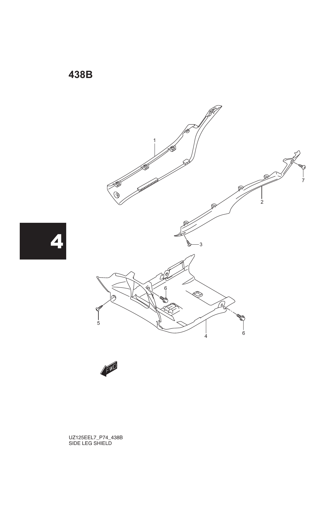 438B SIDE LEG SHIELD (UZ125EXL7 P74)