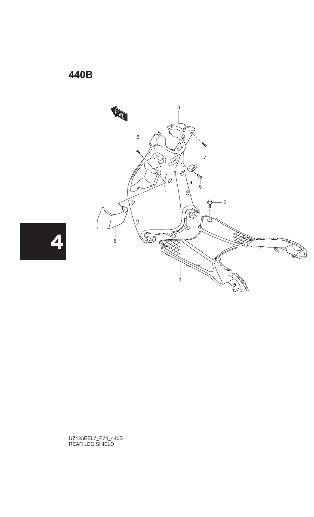 440B REAR LEG SHIELD (UZ125EXL7 P74)