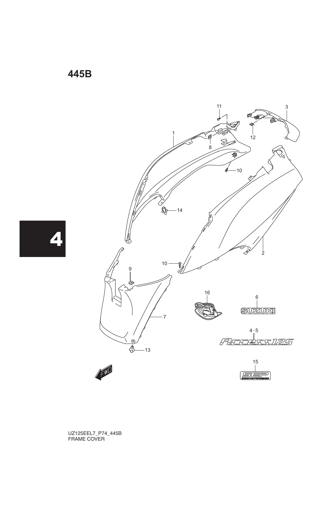445B FRAME COVER (UZ125EXL7 P74)