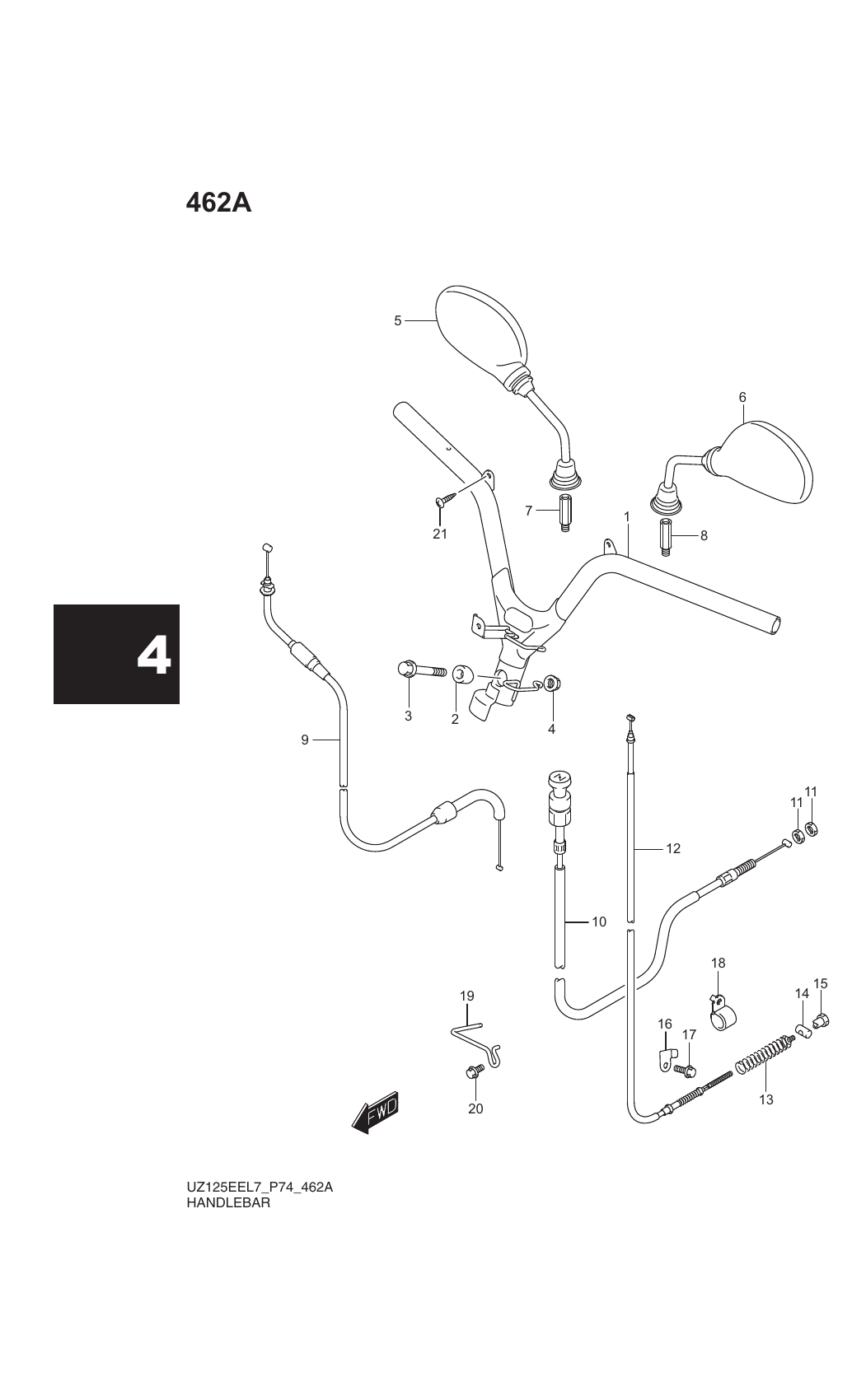 462A HANDLEBAR (UZ125EEL7 P74)